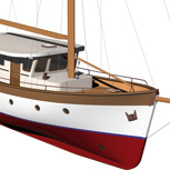 Nielsen 56 Trawler Yacht three-quarter bow view