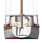 Nielsen 56 Trawler Yacht stern view